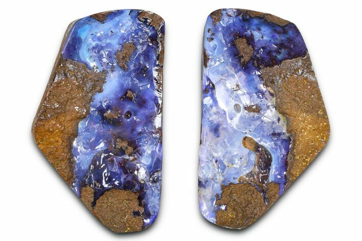 Blue Boulder Opal Split Pair - Queensland, Australia #381626